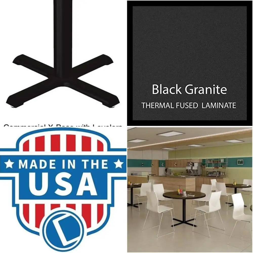

24 Diameter Black Granite Laminate Commercial Breakroom Table
