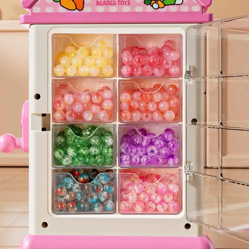 Creative อัตโนมัติเครื่องต๊าปเกลียวลูกปัดชุดของเล่น 400 ลูกปัดสีสันสดใสสำหรับเด็ก DIY สร้อยข้อมือหัตถกรรมชุด A2UB