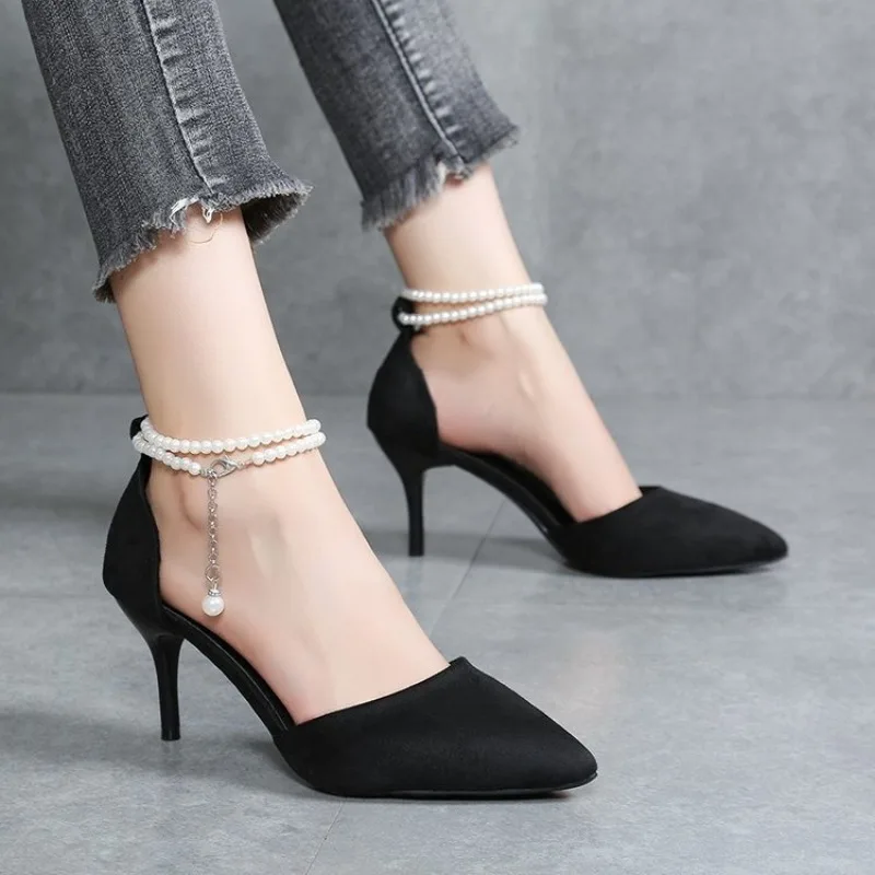 Neue Frauen Pumpen Dünne Ferse Hohl Sandalen Perle Spitz High Heels Frauen Luxus Elegante Hochzeit Schuhe Braut Sandalen
