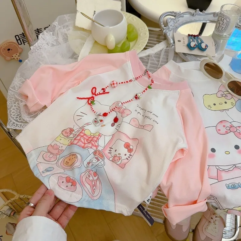 

Hello Kitty Kawaii Sanrio Student Cute Cartoon Long Sleeve Hoodie Children Comfortable Sportswear Birthday Gift for Kids