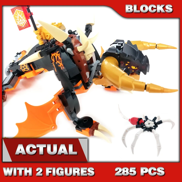 

285 шт. Shinobi Cole's Earth Dragon EVO Golden Wings 6-ногие кости Скорпион Воин 68782 Строительный блок Игрушка, совместимая с моделью