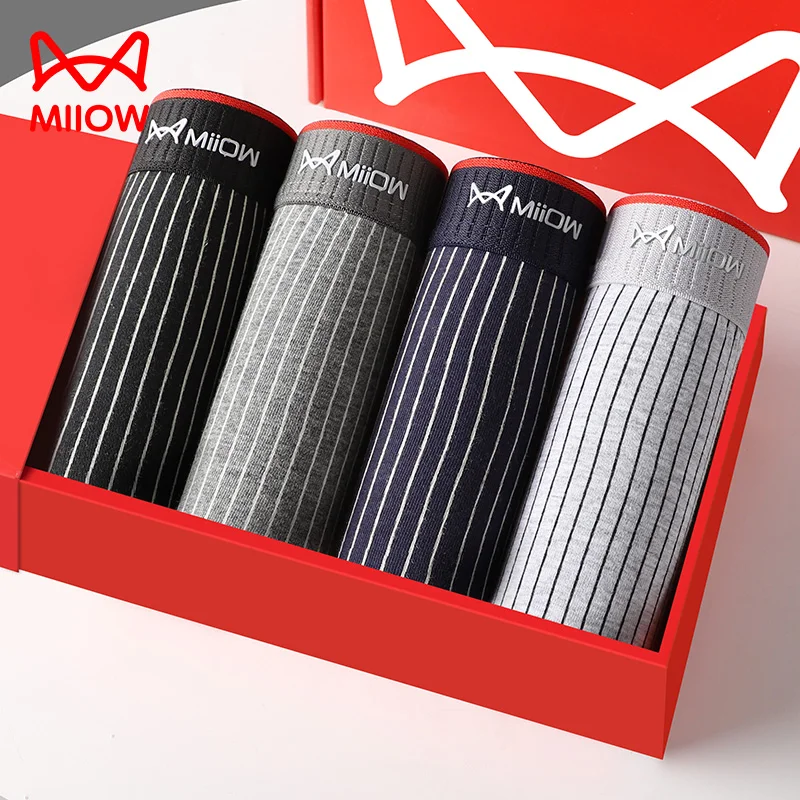 

MiiOW 3/4 шт. PLUS 5XL мужское нижнее белье полосатые трусы-боксеры шорты-боксеры из органического хлопка антибактериальные бесшовные трусы
