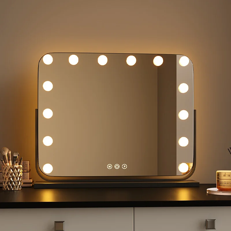

Зеркало для макияжа со светодиодной подсветкой и настольной подставкой, большое интеллектуальное профессиональное зеркало для макияжа для туалетного столика
