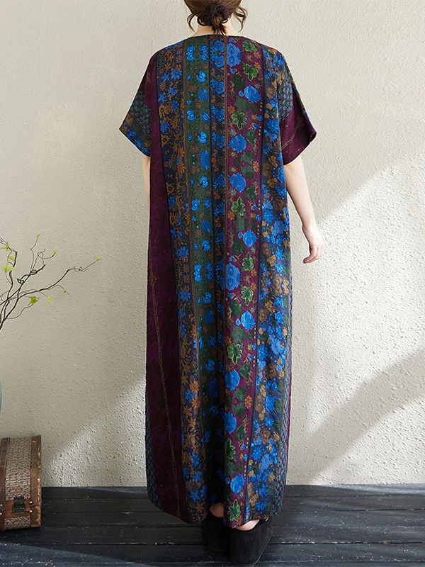 

Длинный V-образный вырез из смеси хлопка для похудения, летнее платье для мамы, повседневный свободный крой, полосатый узор, регулируемое положение цветка