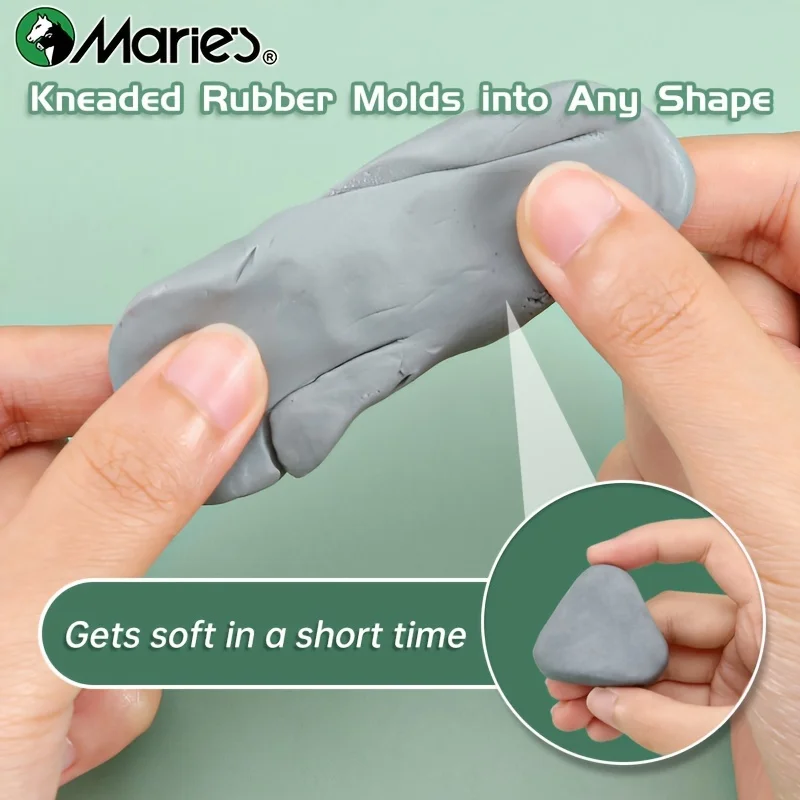 Marie\'s 2/4/6pcs Grey Plasticity Erasers Kneaded Rubber for Blend, Highlight, Shade, Smooth, Sketching, Drawing for Adults