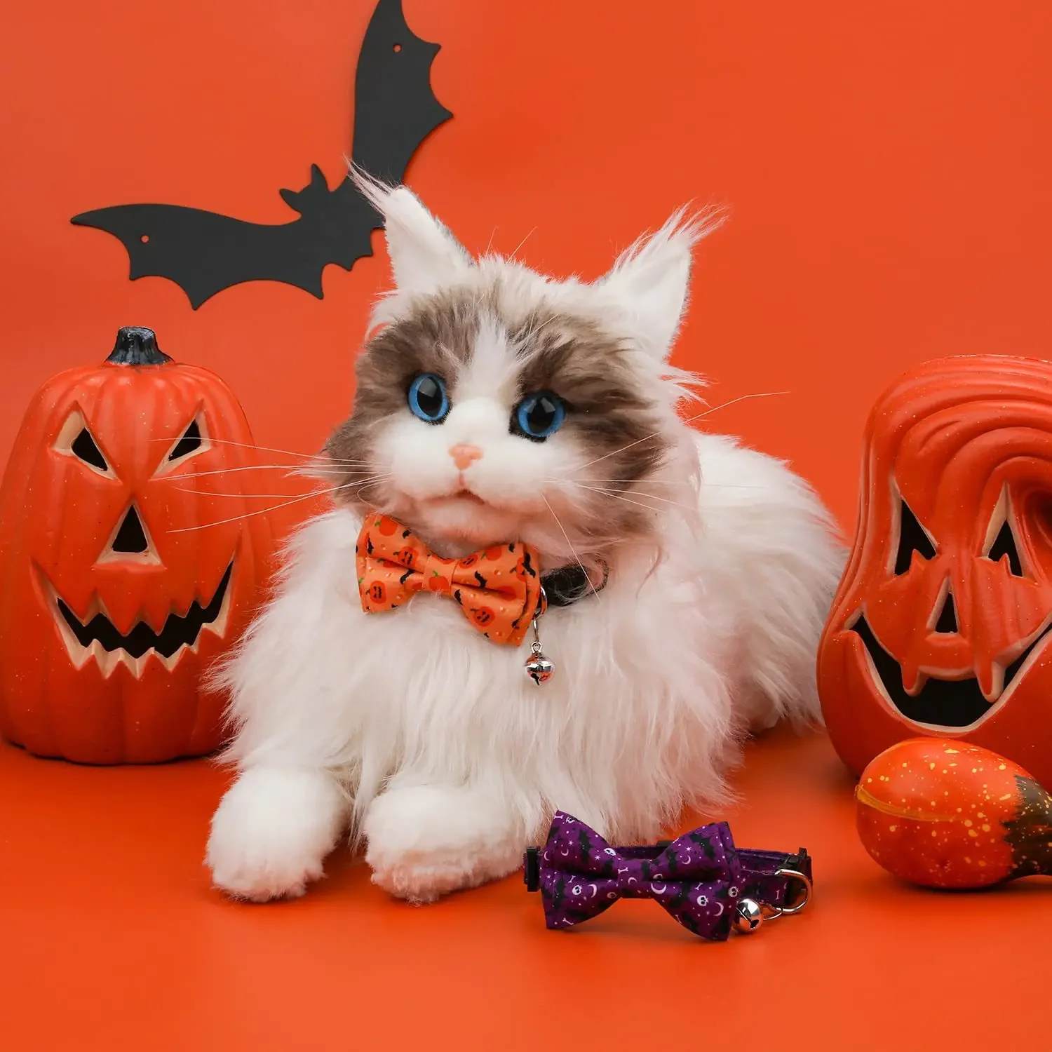 Lustiges Muster Haustierhalsband Abnehmbare Fliege Katzenhalsband Halloween Lustiges Muster Halskette für kleine Hunde Katzen Feiertagsparty – Detail 6