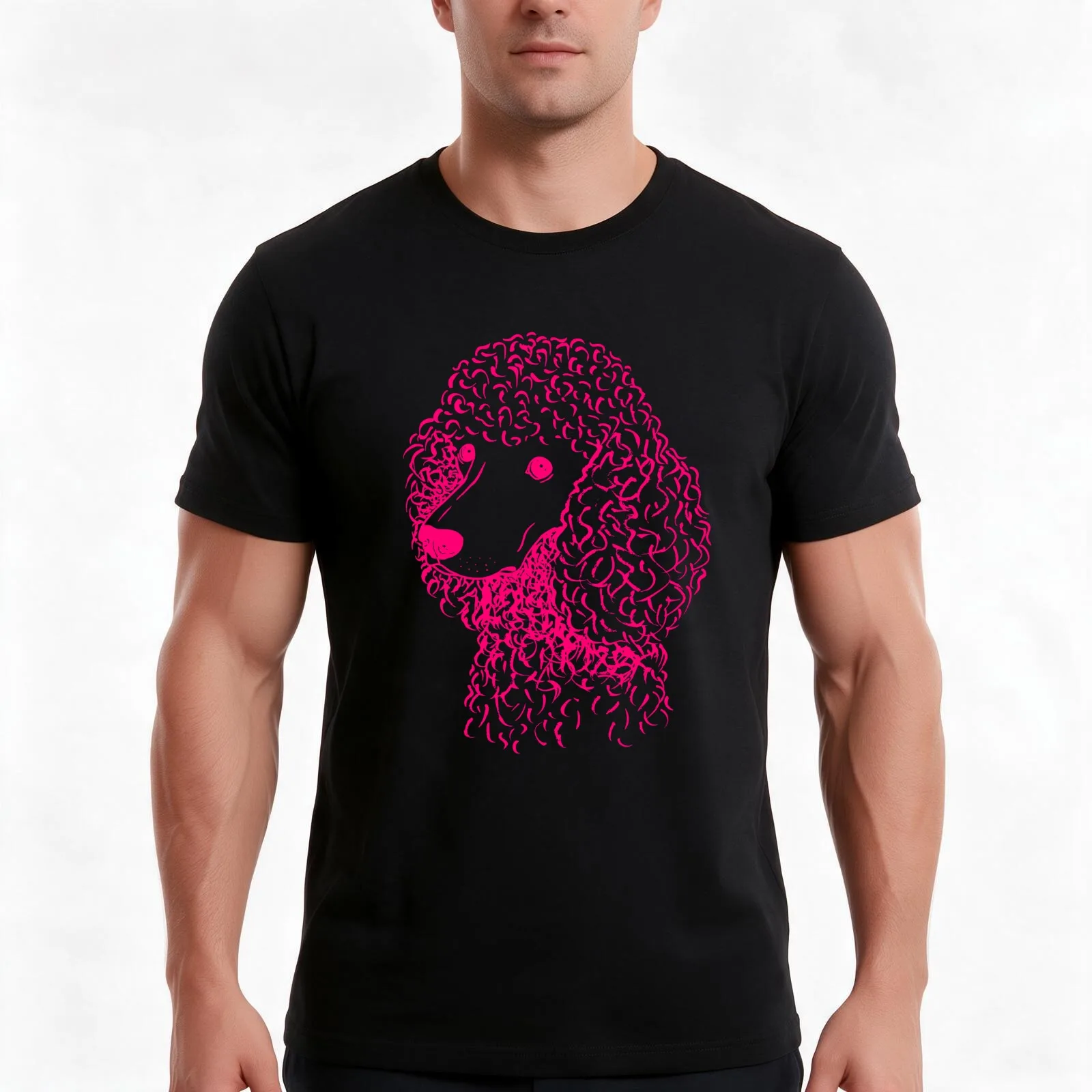 Poodle (Light Blue and Hot Pink) T-Shirt, Summer Casual Cotton Tee, Oversized Streetwear Tops, Vintage Graphic Print