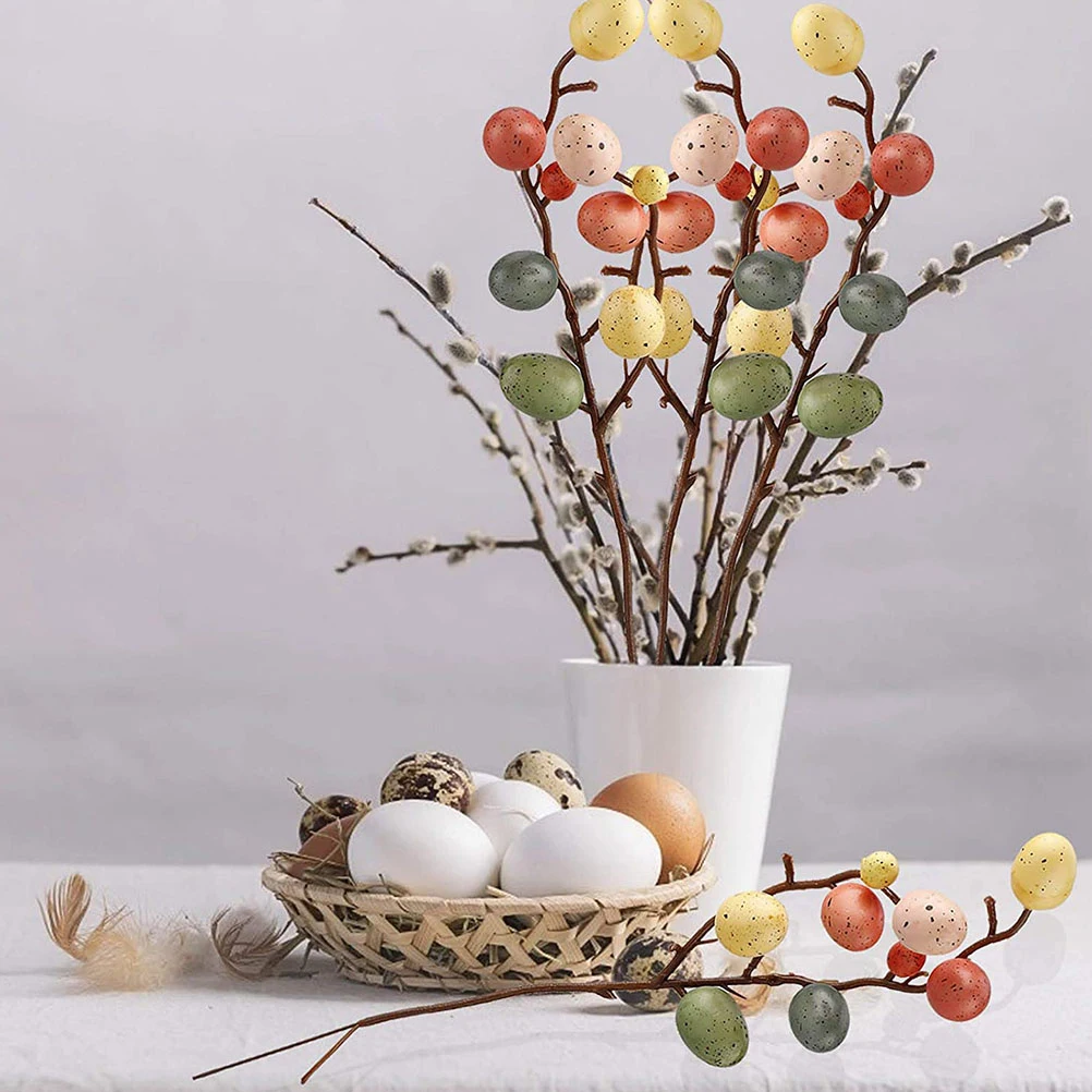 

3Pcs Easter Egg Decor Painted Ornamental Branches for DIY Easter Flower Arrangement Decorative Eggs DIY Crafts Egg