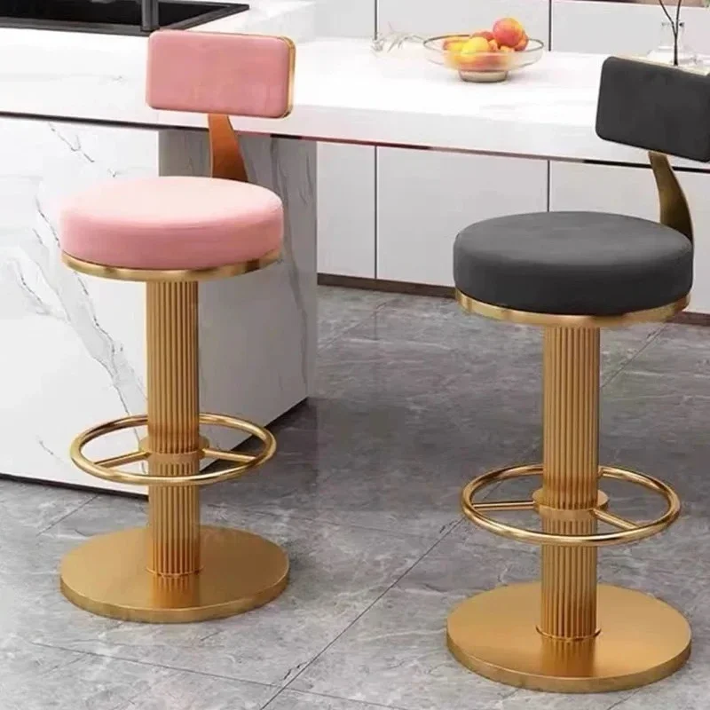 

Nordic Style Metal Bar Stool Modern Telescopic Round Party Chairs White Soft Taburetes De Bar Furniture