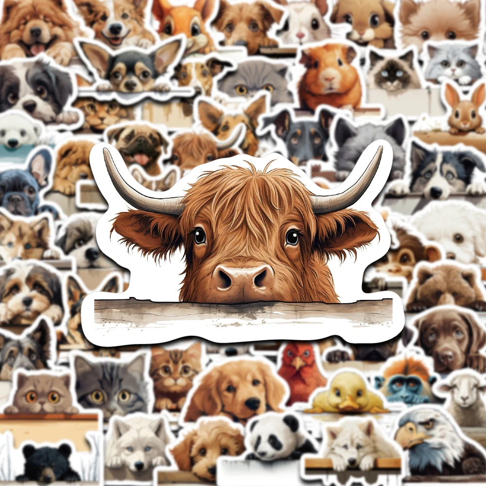 60PCS Retro Nette Tisch Kleine Tier Aufkleber Cartoon Kreative Katze Hund Kuh Kaninchen Spaß Dekoration Telefon Fall Laptop Sammelalbum geschenk