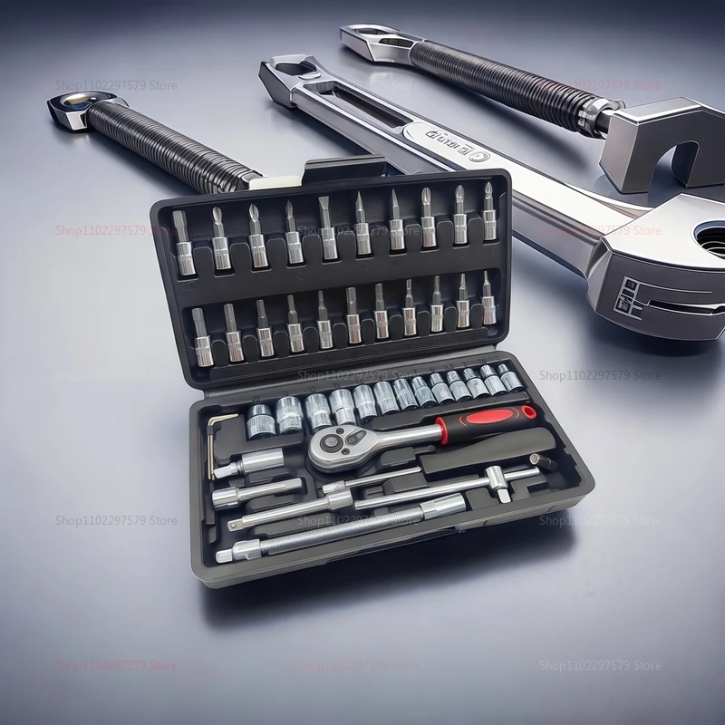 46 stücke Steckschlüssel Set Auto Reparatur Tool Kit Haushalt DIY Ratsche Schraubendreher Auto Reparatur Hardware Toolbox