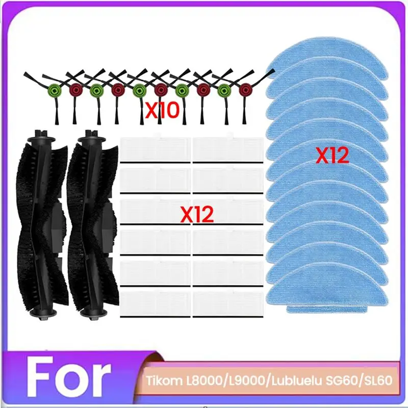 AT21-36PCS Brush Filter And Mop Set For Tikom L8000 L9000 For Lubluelu SG60 SL60 Vacuum Cleaner Accessory Replacement Parts