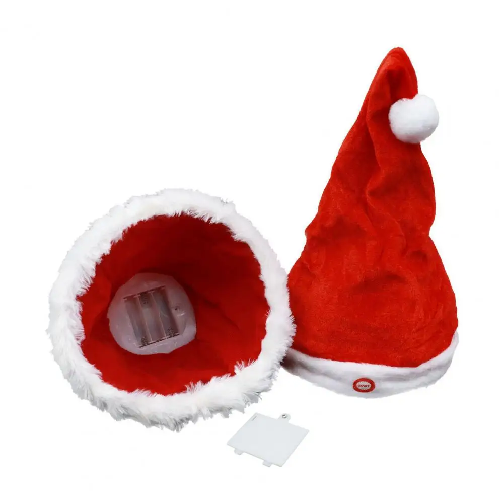 Plüsch singende tanzende Weihnachtsmütze, lustige leuchtende Schaukel, Samt-Weihnachtsmütze, elektrische Weihnachtsmütze für Weihnachten, Neujahr, Partyzubehör