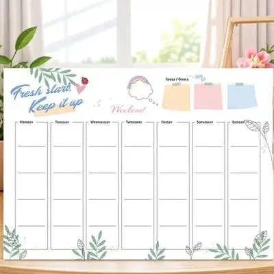 40x60 سنتيمتر المغناطيسي الجاف محو التقويم السبورة ل جدار الكتابة على الجدران ملصق قابل للإزالة مع علامة لوحة بيضاء مخطط أسبوعي