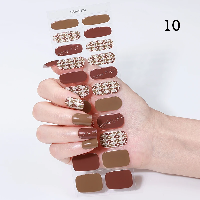 22 Tips Semi-uitgeharde Gel Nail Strips Herfst Glitter 3D Volledige Dekking Nail Gel Sticker Langdurige Nail Christmas Wraps manicure