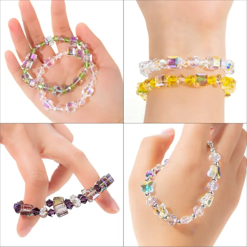 طقم صنع الأساور AB لون زجاجي مكعب الخرز البريق فراشة بلورات الخرز عدة لصنع المجوهرات القلائد DIY الحرف اليدوية #6