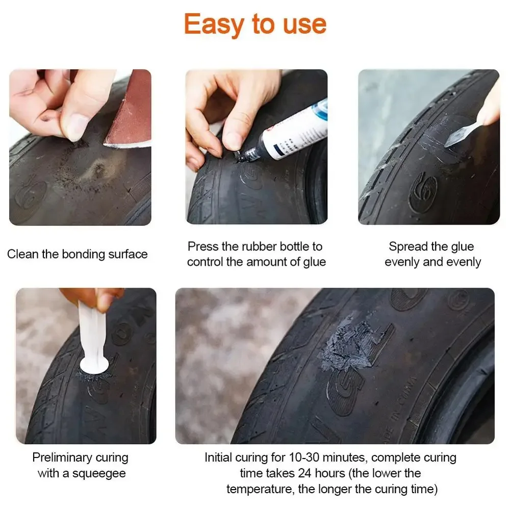 30ML Car Tire Rubber Repair Special Glue Motorcycle Tire Damage Repair Tire Crack Strong Black Plastic Tire Repair Glue