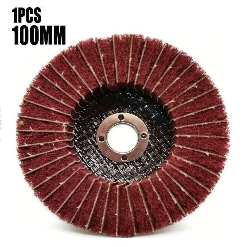 1PCS 100mm Non-Woven Nylon Fiber Flap Polishing Wheel - Universal Grinding Disc for Angle Grinder Metal & Wood Polishing