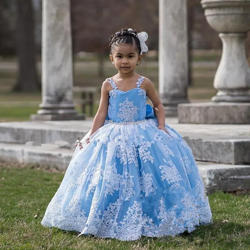 

Lovely Ball Gown Flower Girl Dress with Applique Lace Long Length Princess Birthday Party Dress Christmas New Year Photoshoot