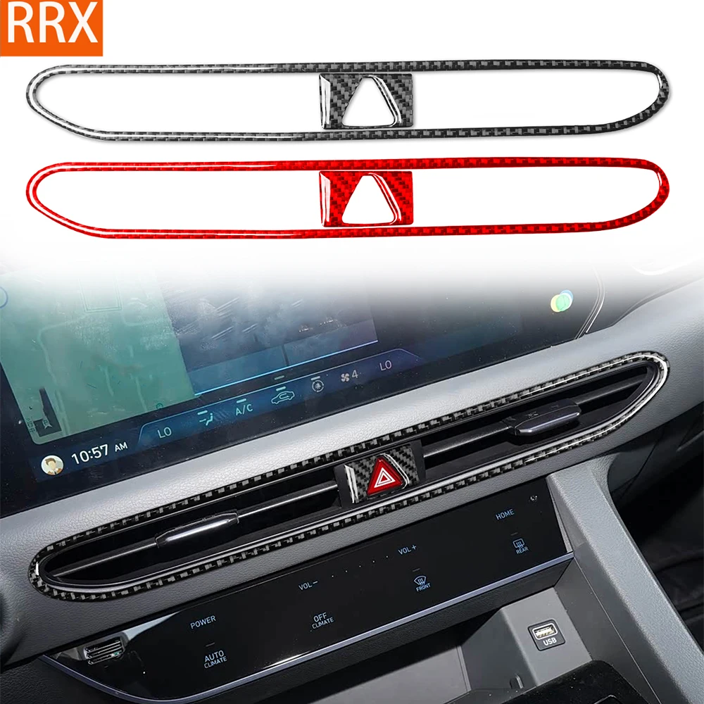 Für Hyundai Sonata 2020-2023 Echtcarbon-Aufkleber für die Mittelkonsole, Lüftungsgitter, Warnleuchten-Panel, Autozubehör, dekorativ.