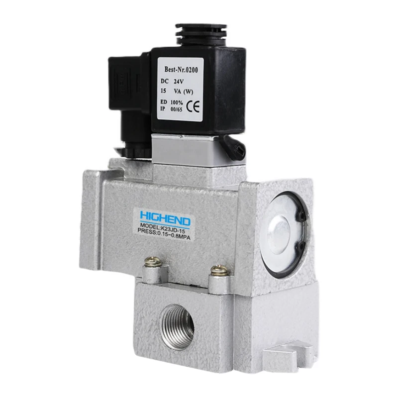 K23JD Large Flow Two-position Three-way Pneumatic Reversing Valve Pneumatic Solenoid Valve Cut-off Valve DC24V AC220V