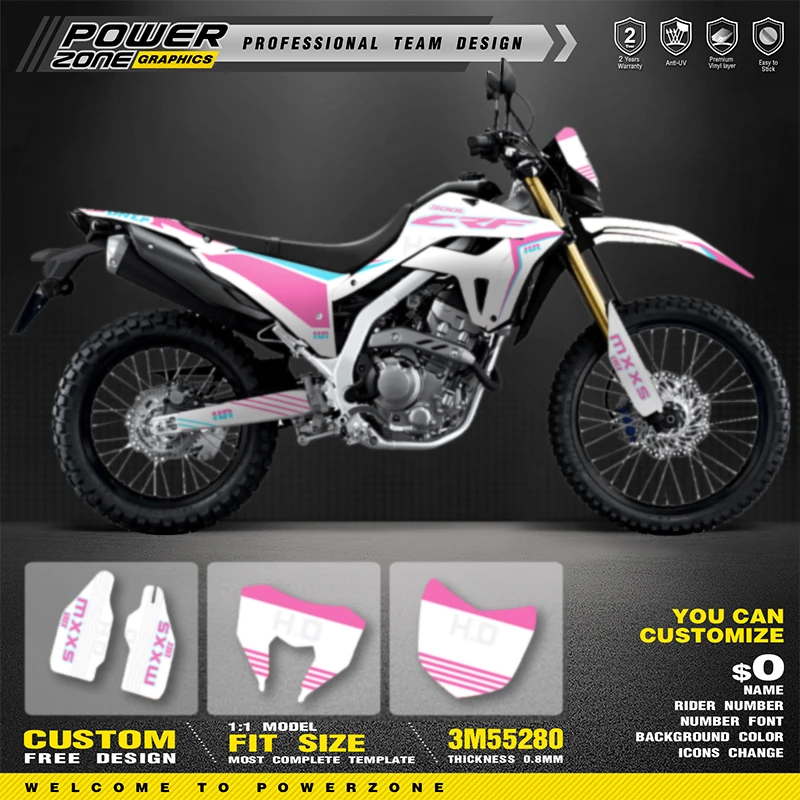

PowerZone Custom Team Graphics Backgrounds Number Name Decals Stickers Kit For HONDA CRF300L 2021 Stickers customized 010