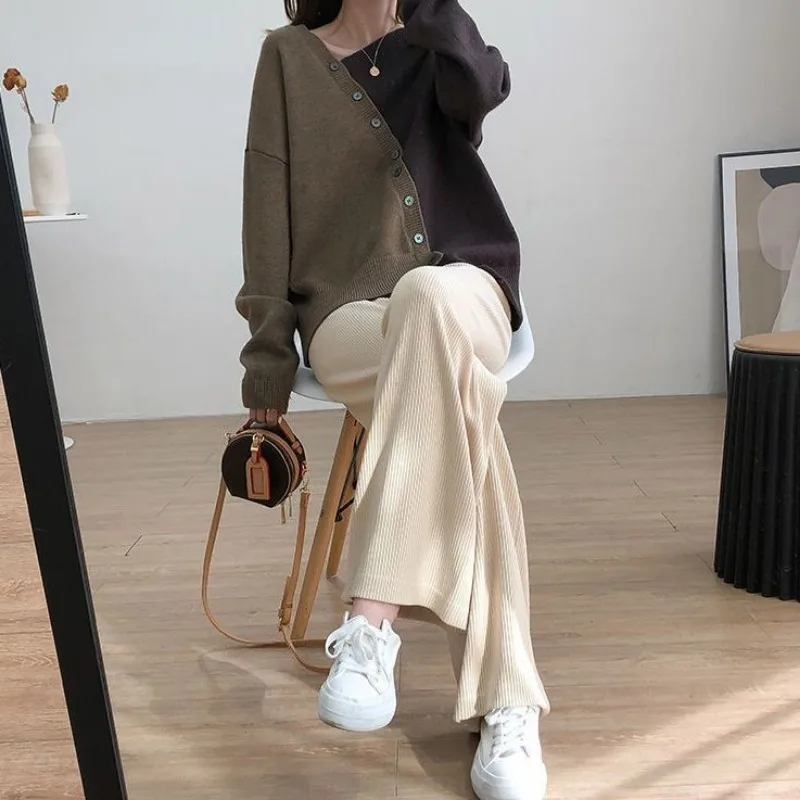 Dames Vesten Grijze Losse Onregelmatige Dames Gebreide Truien Splitsen Hete Y 2K Lichte Nieuwigheden In Harajuku Lange Mouw Esthetiek