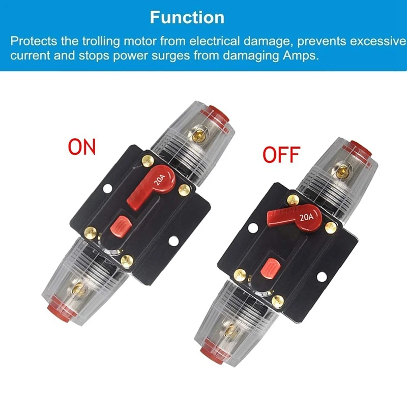 DC 12V 20A Car Protection Audio Inline Circuit Breaker Fuse Holder (12V 20A)