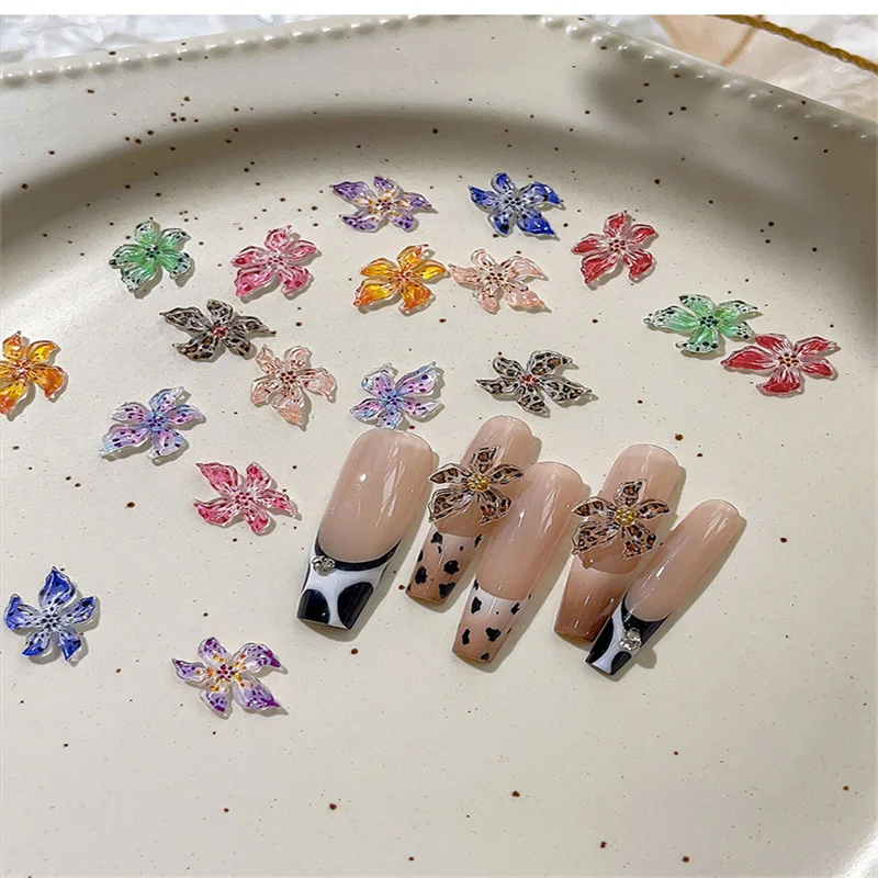 3D żywica paznokcie artystyczne dżetów kolorowe mieszane kwiatowe wisiorki wykwintna biżuteria akrylowa Manicure dekoracje DIY akcesoria narzędzia
