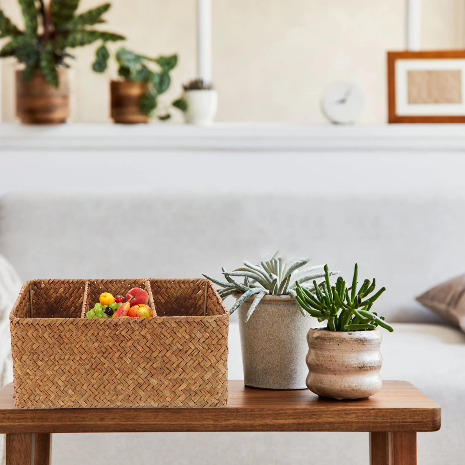 

3 Compartment Organizer Bathroom Storage Bin Rustic Basket For Craft Supplies Counter Drawer Kitchen Closet Organization Bins