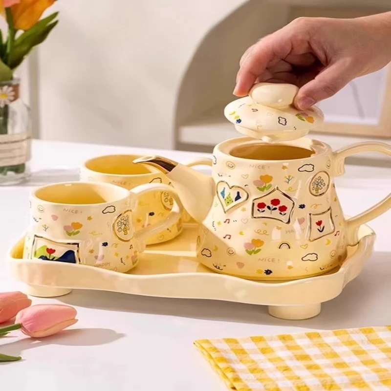 

Tea set Water set High-grade light luxury water cup Household living room ceramic tea cup