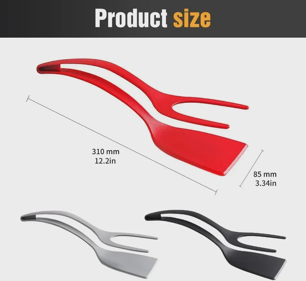 2 in 1 Grip Flip Spatula Tongs Egg Flipper Spatula Nylon Non Stick Coating Pancake Fish French Toast Omelet Making Tool