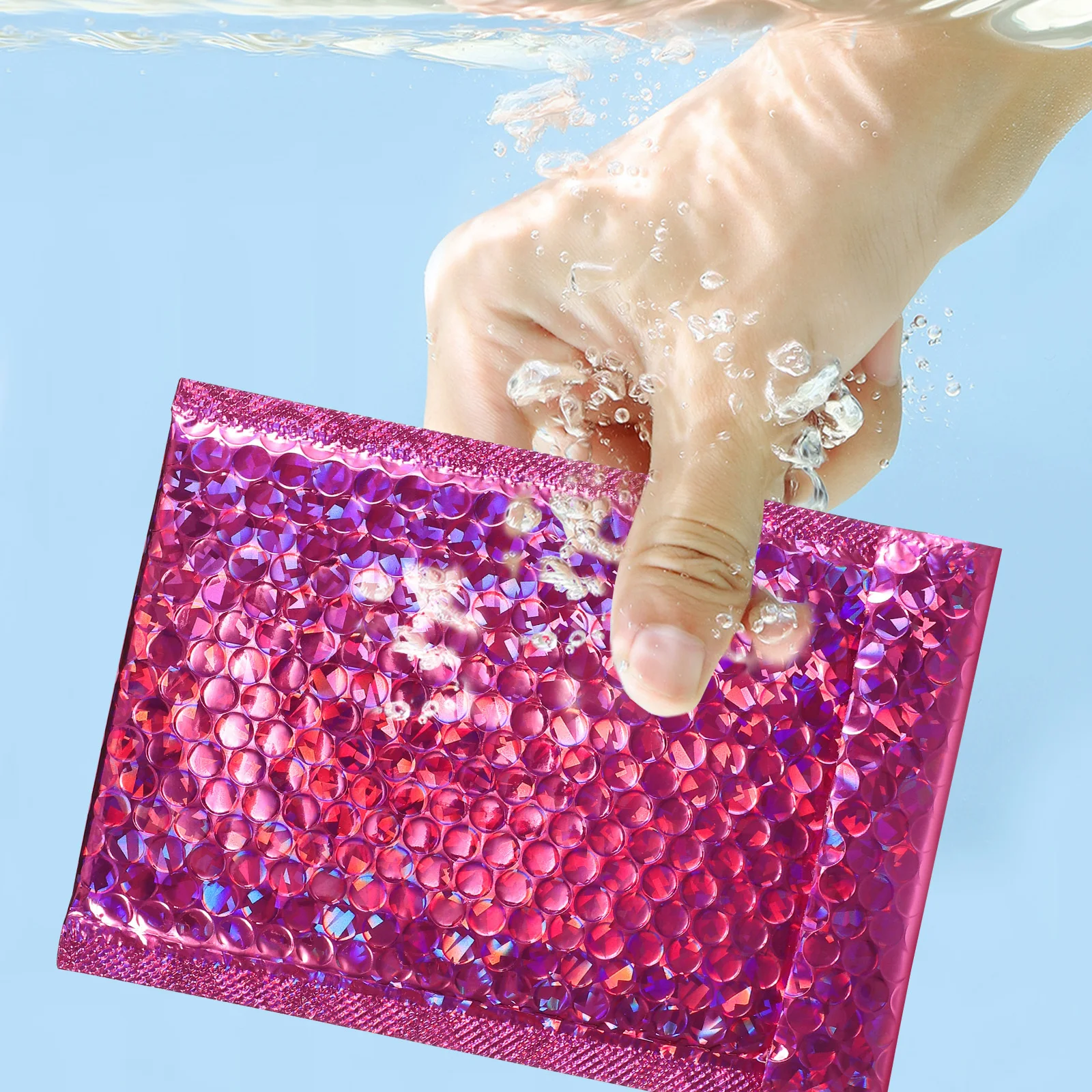 16Pcs Holographic Padded Envelopes Self-Sealing Bubble Mailers for Mailing Greeting Cards Cosmetics Holographic Bubble Mailers