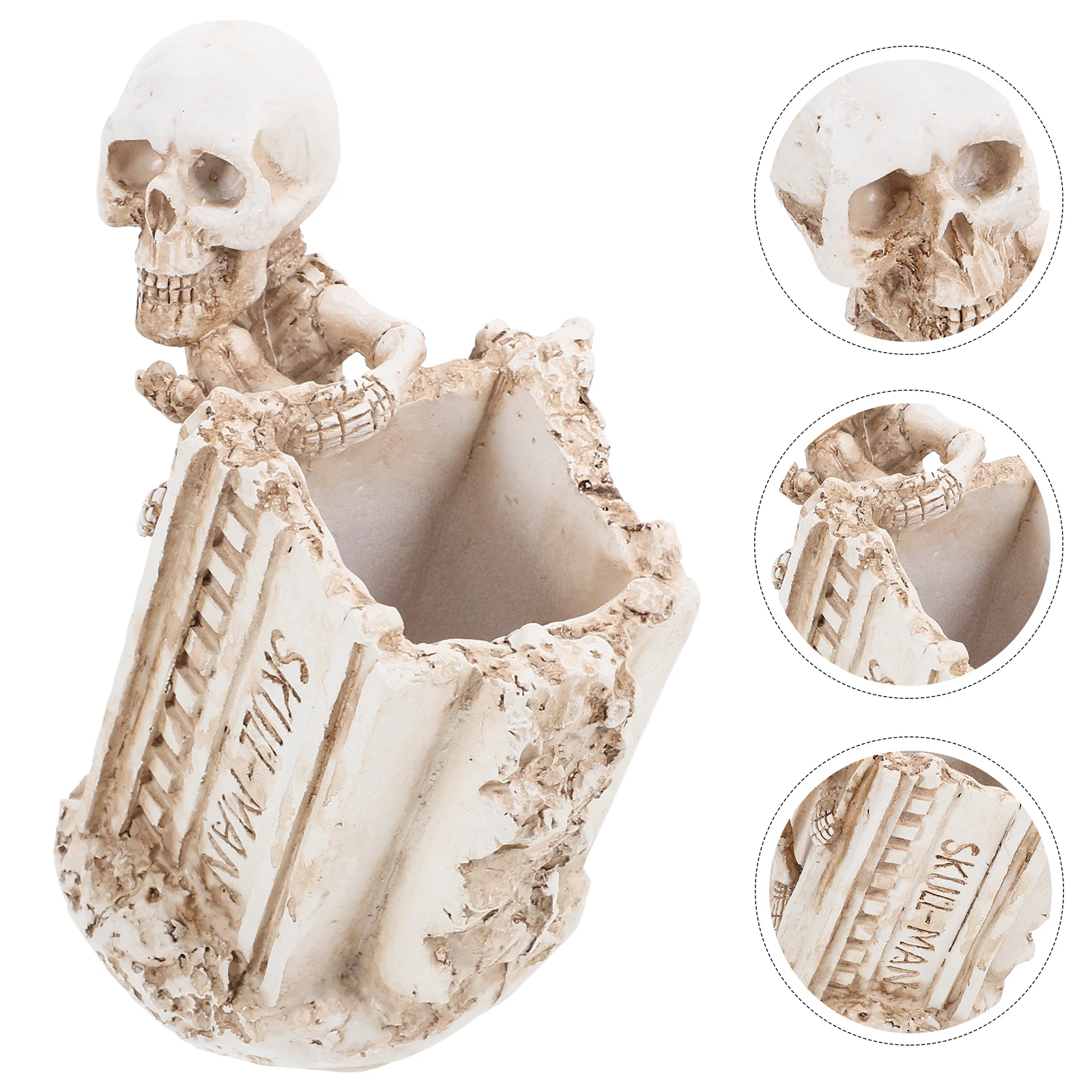 

Skull Pen Holder Fountain Storage Artificial Ornaments Decorate Indoor Plants Resin Desktop Accessories