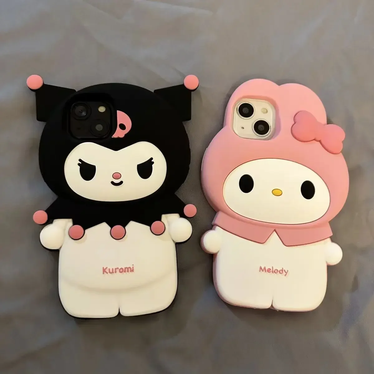 Kuromi My Melody 3D Soft Silicone Phone Case for IPhone 15 14 13 12 11 Pro Max 15Pro Cute Cartoon Sunglasses Sanrio Cover Kawaii