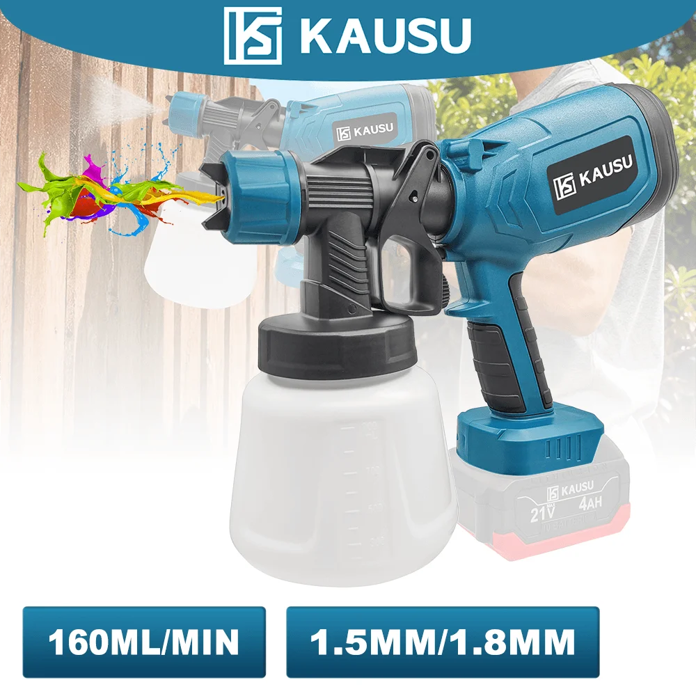 Electric Spray Gun 1400ML Portable Automatical Cordless Paint Sprayer Furniture Steel Coating Airbrush For Makita 18V Battery