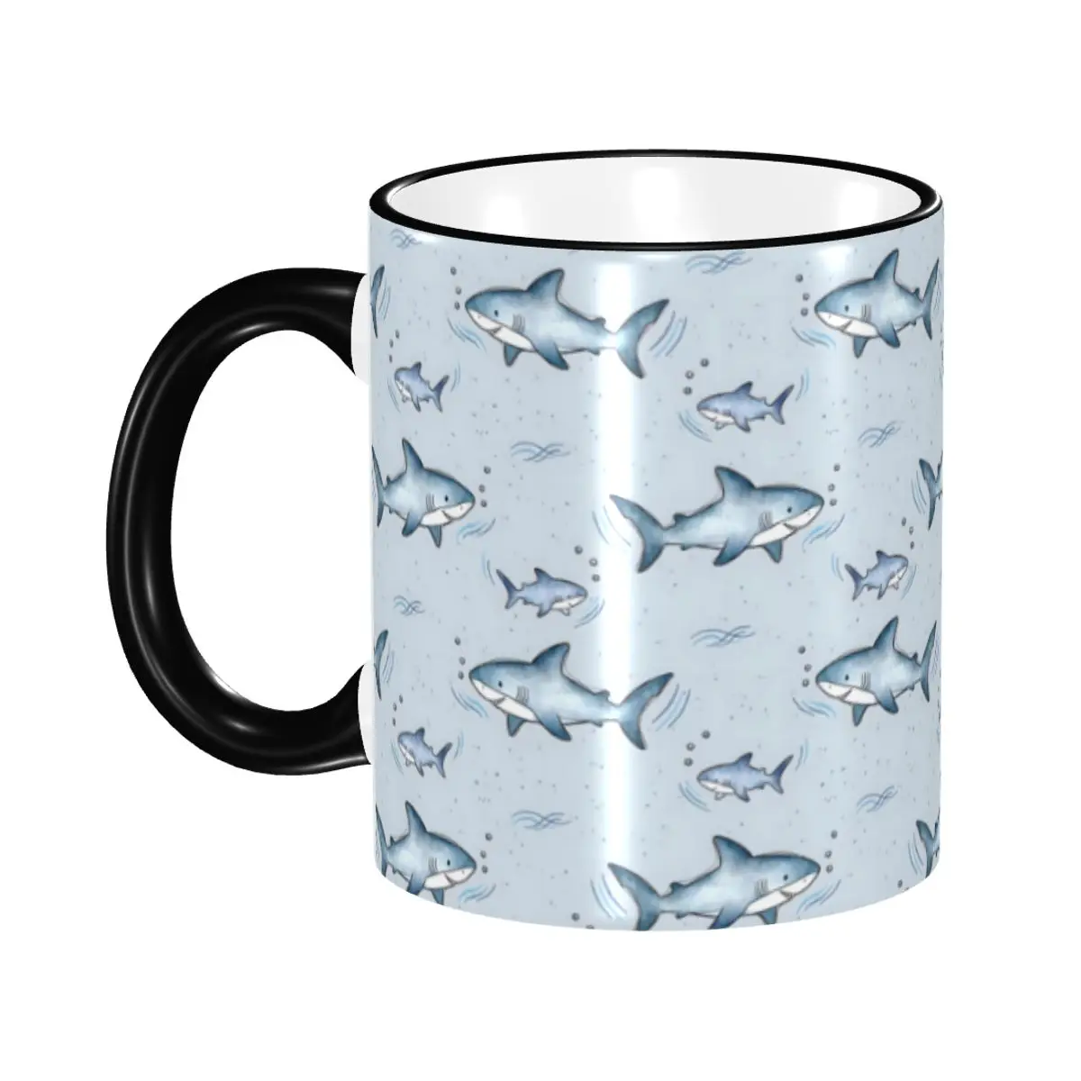 

Персонализированная кружка для кофе с акварельным изображением акулы, керамическая чашка для молока и чая с мультяшным дизайном «Острая рыбка»