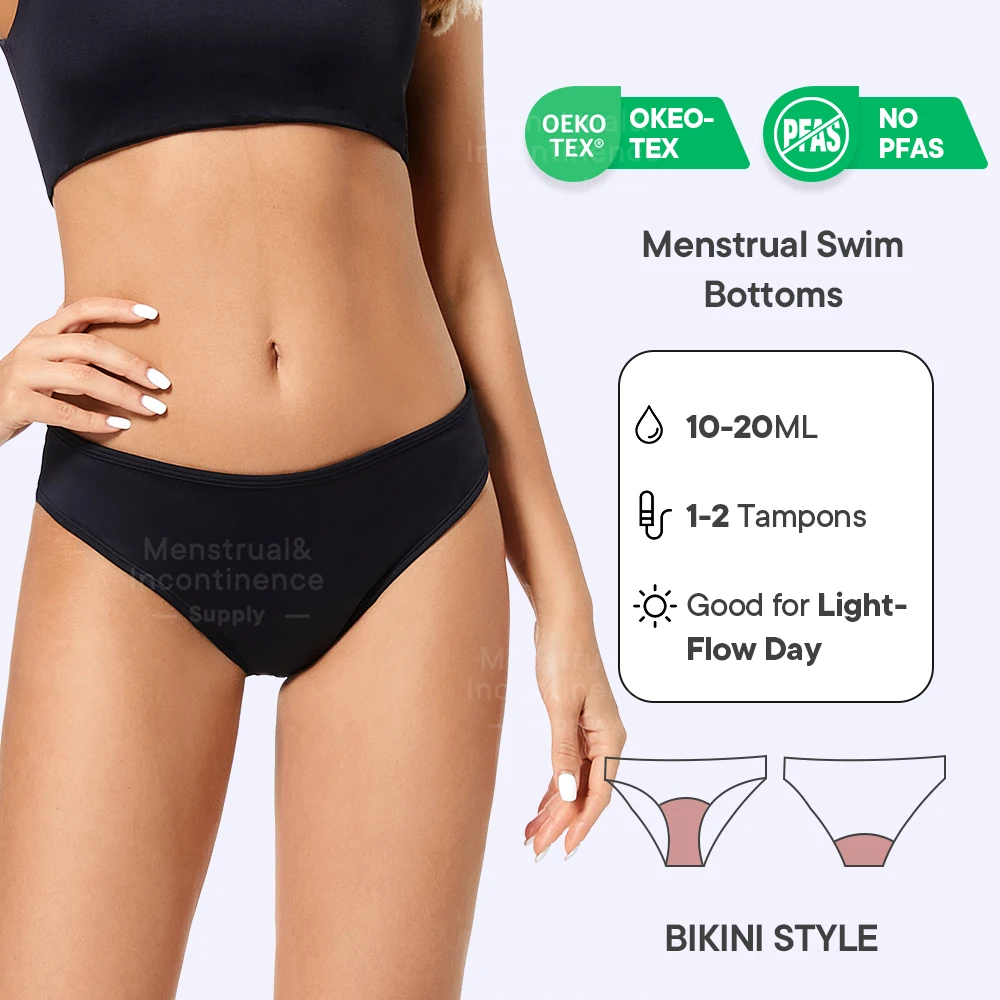 Menstruations-Badeanzug für Damen, Reichlich fließend, Menstruations-Slip, auslaufsicher, Badehose für die Periode, wiederverwendbar, atmungsaktiv