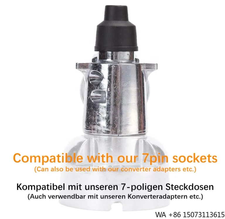 7-Pin Brass Plated Circular Trailer Plug Adapter for Truck RV Cars Boat