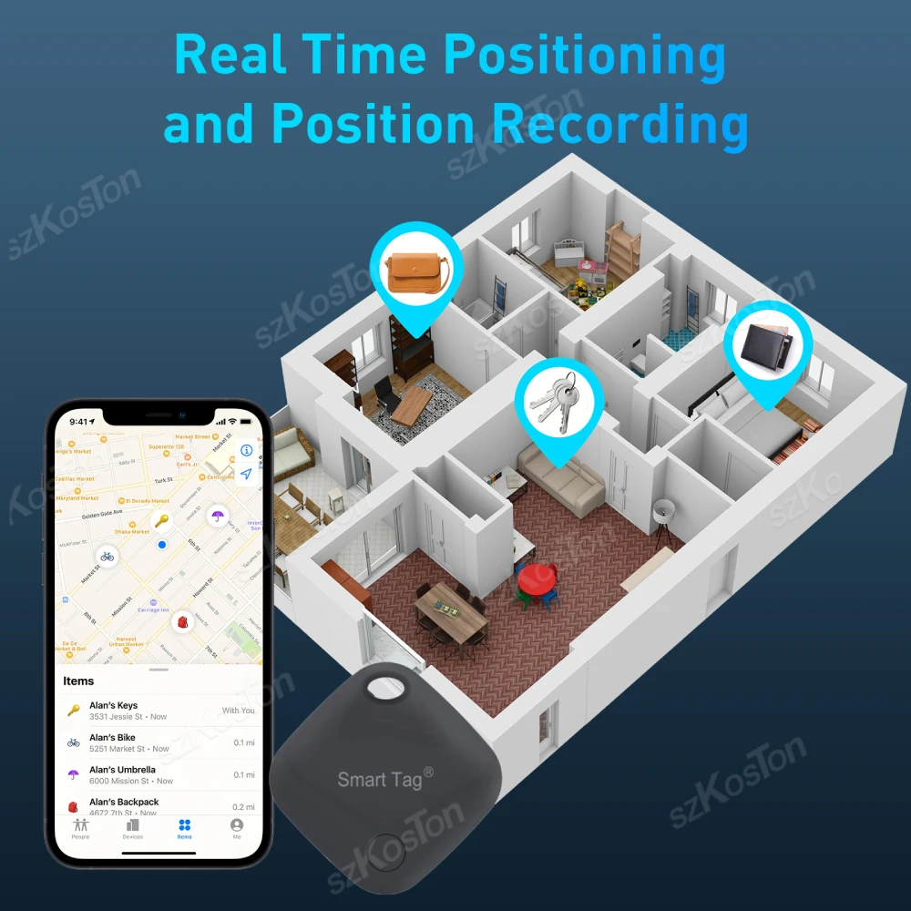 Key Tracker Tag Compatible with Bluetooth Find My APP , Mini Key Finder Locator Portable Smart Tracker Anti-lost Device for IOS