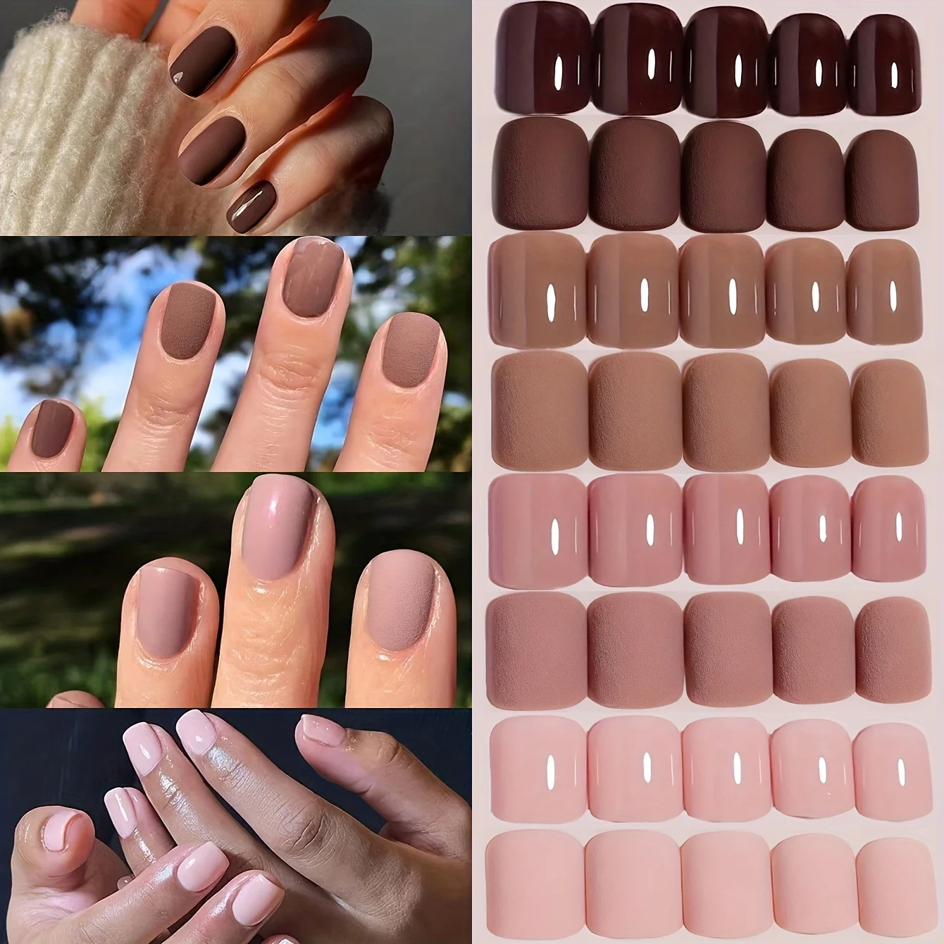 

192pcs Square Acrylic Short Nails -8 Different Solid Color Series, Simple And Fashionable Nails, Pure Matte Fake Nails
