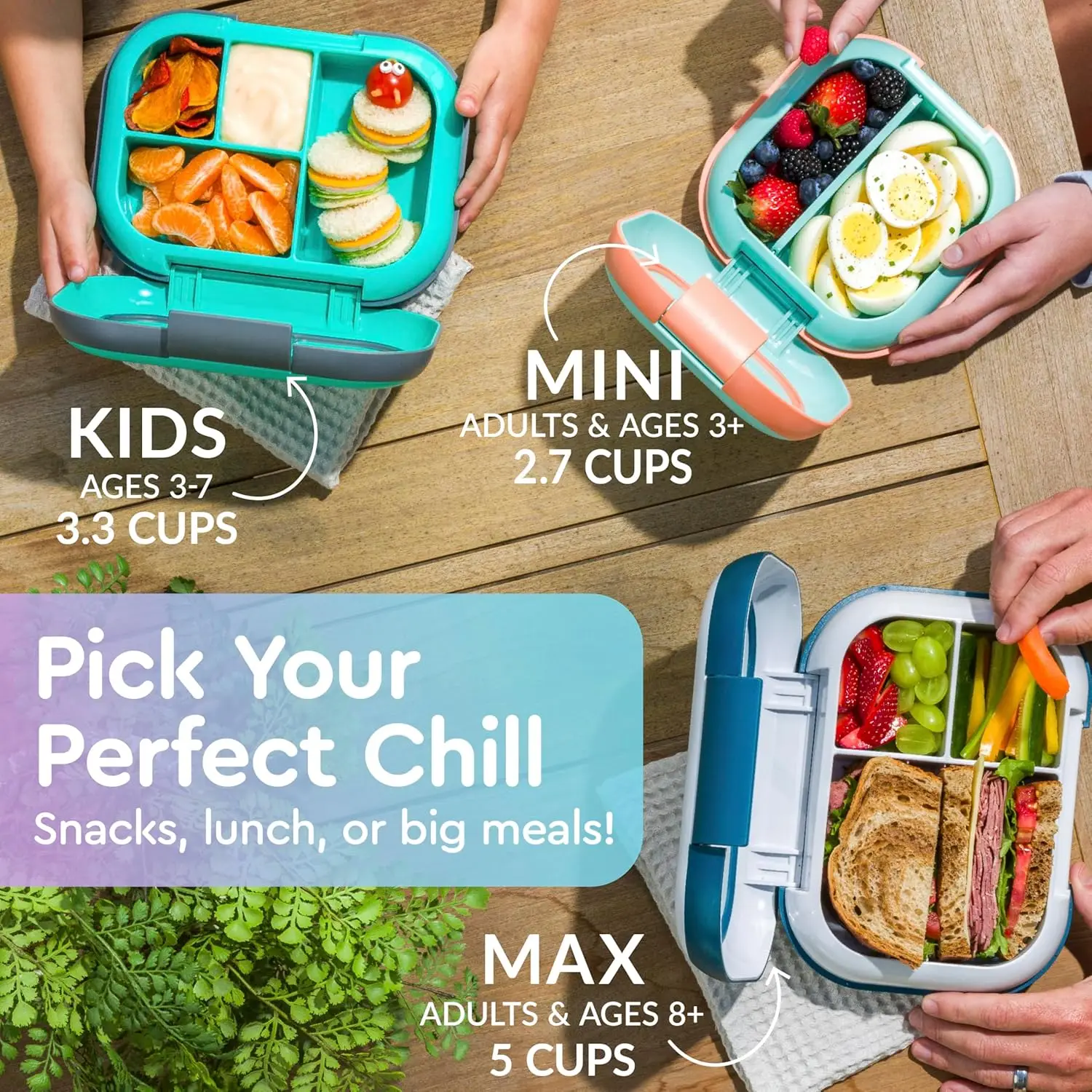 Kids Leak-Proof Lunch Box with Built-In Ice Pack, 4 Compartments, BPA-Free, Microwave Safe for Ages 3-7