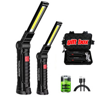 COB LED Work Light Dimmable USB Rechargeable LED Flashlight Inspection Lamp With Magnetic Hook Power Bank 18650 Battery Torch