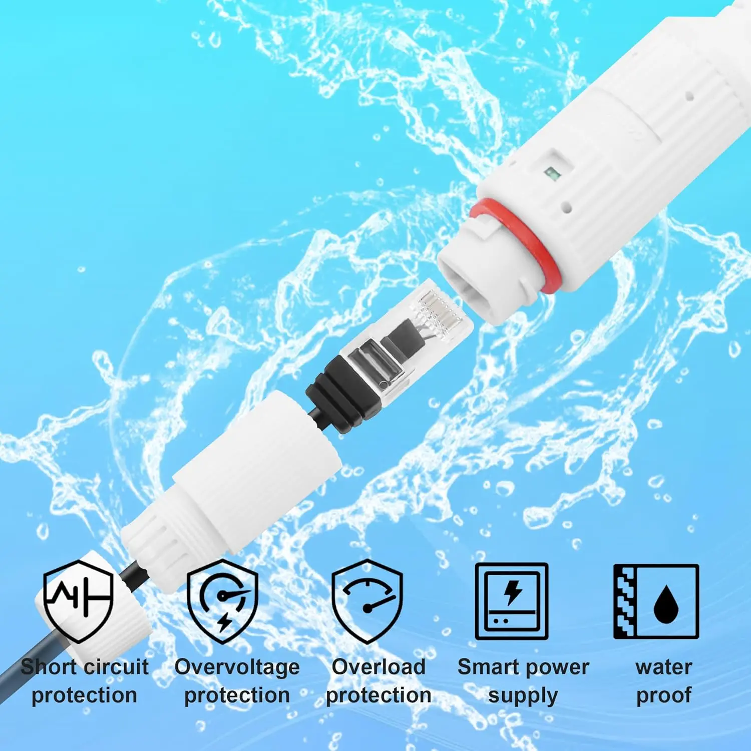 POE to USB-C Power Converter RJ45 Female to Type-C Male Charging Adapter Outdoor Waterproof for Security Camera Monitoring view 2