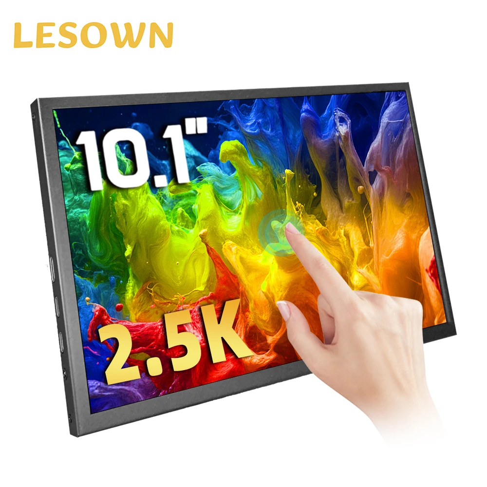 LESOWN 2K Touch Portable Monitor 10.1 2560x1600 USB-C HDMI Compatible Wide Screen Computer Display for Windows Laptop Smartphone