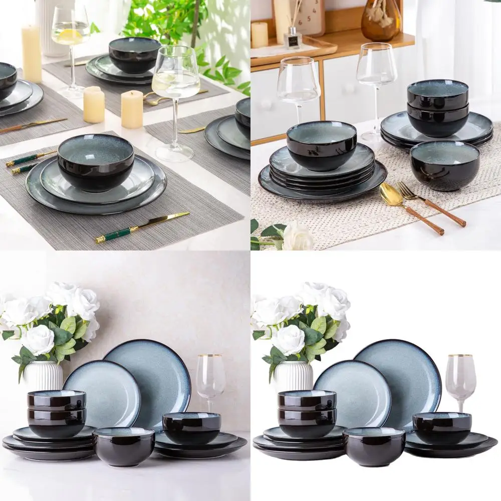 

Прочный набор столовой посуды из керамогранита на 4 человека, устойчивый к сколам и трещинам, подходит для посудомоечной машины, микроволновой печи и духовки, реактивный глобус