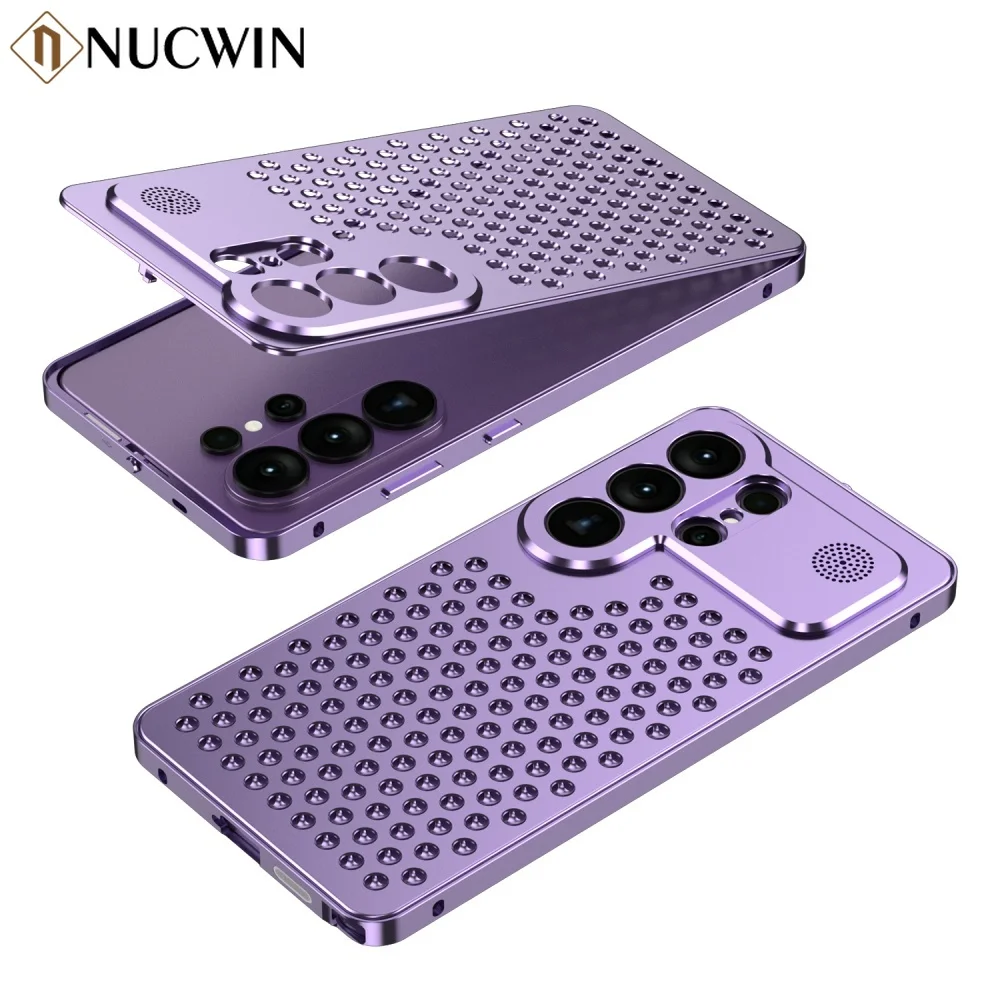 Capa de Dissipação de Calor em Metal de Cor Sólida para Samsung Galaxy S26 Ultra S25 S24 S23 Ultra, Capa à Prova de Choque com Dissipação de Calor
