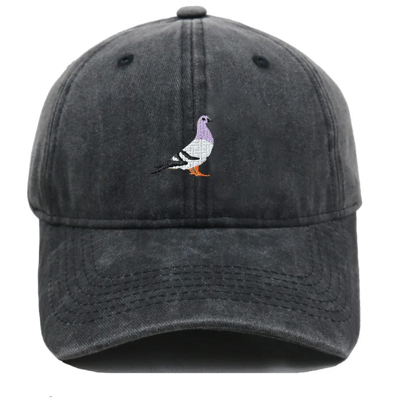 1pc Vintage Washed Pigeon Bird Embroidery Baseball Cap Unisex Adjustable Curved Brim Dad Hat Animal Lover Casual Outdoor Sun Hat