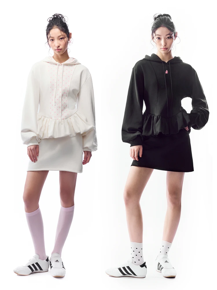 

CHYEESE ZHOU Bloom Silhouette Hoodie Sweatirt SS25 Spring Cotton Long Sve Women's Casual Comfortable Faion Design