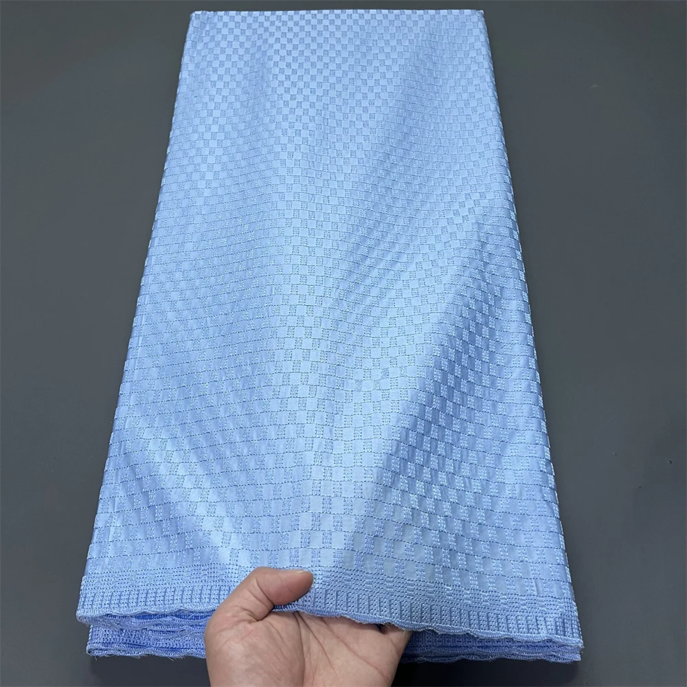 

2025 African Nigerian Tulle Lace Fabric for Dress Sewing High Quality Damask Cotton Pure Embroidery Wedding Party hz1395 5Yard